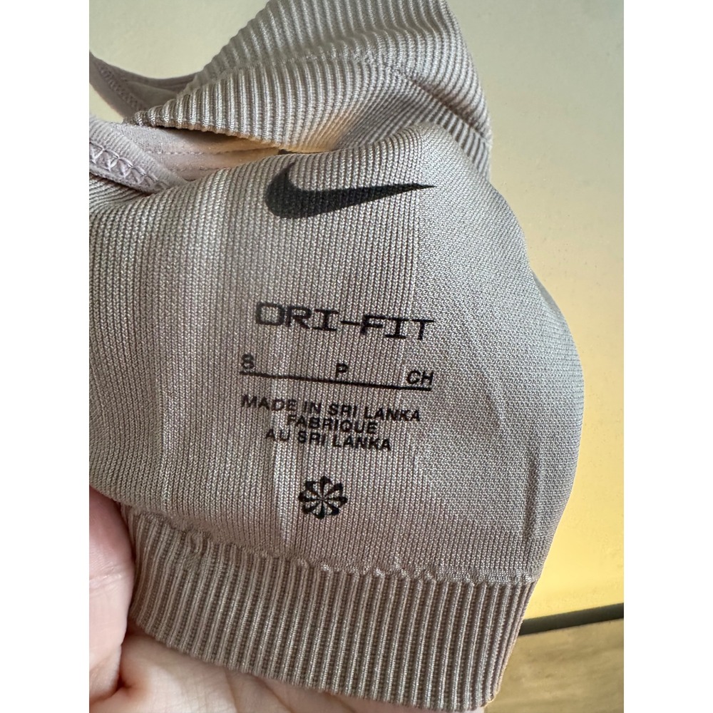 Nike Dri-FIT Seamless Ribbed High Neck Cross Back Crop Top Taupe DV9966-272 S - Picture 4 of 4